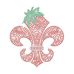 Big Red Fleur De Lis Strawberry Hotfix Rhinestone Transfer Design