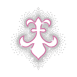 Hollowed Pink Fleur De Lis Hotfix Rhinestone Motif