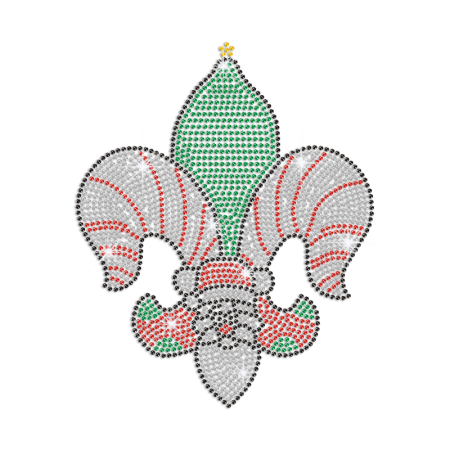 Creative Christmas-Style Fleur De Lis Iron on Rhinestone Transfer