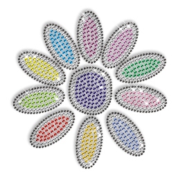 Colorful Rhinestone Flower Iron on Motifs