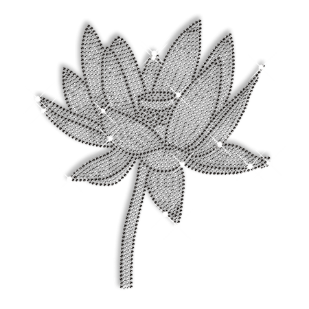 Rhinestone Lotus Flower Iron on Transfer