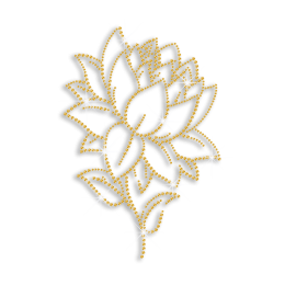 Gold Lotus Flower Iron-on Rhinestone Transfer Design