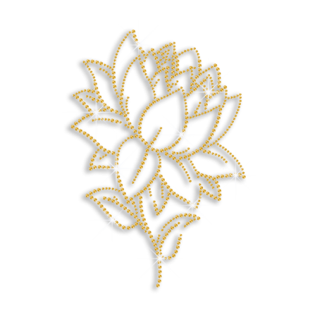 Gold Lotus Flower Iron-on Rhinestone Transfer Design