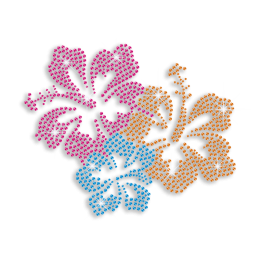 Colorful Flowers Hot-fix Iron-on Rhinestone Transfer Design