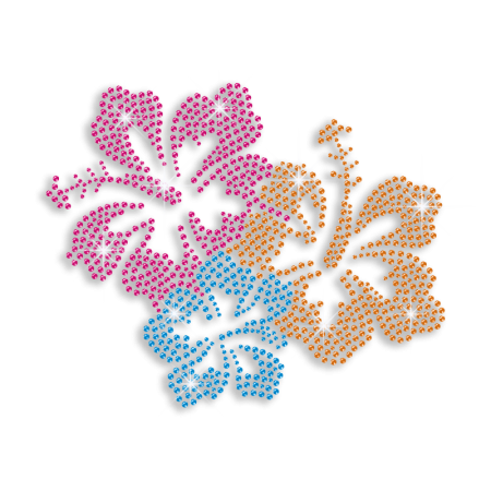 Colorful Flowers Hot-fix Iron-on Rhinestone Transfer Design - CSTOWN