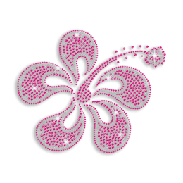 Pretty Pink Flower Iron-on Rhinestud Rhinestone Transfer