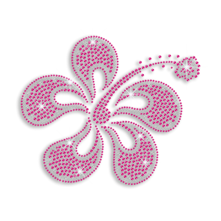 Pretty Pink Flower Iron-on Rhinestud Rhinestone Transfer - CSTOWN