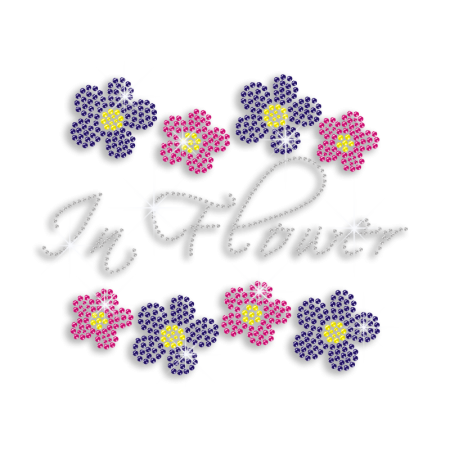 Pretty Flowers Iron-on Rhinestone Transfer