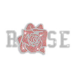 Beautiful Ruby Rose Iron-on Flower Rhinestone Transfer