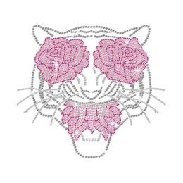 Unique Tiger Flower Eyes Iron-on Rhinestone Transfer