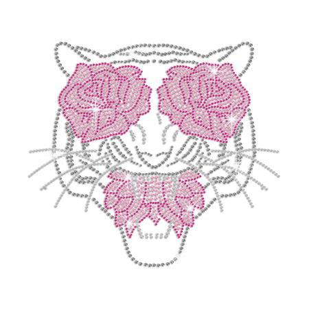 Unique Tiger Flower Eyes Iron-on Rhinestone Transfer