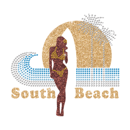 Iron on South Beach and Sex Girl Rhinestone Transfer