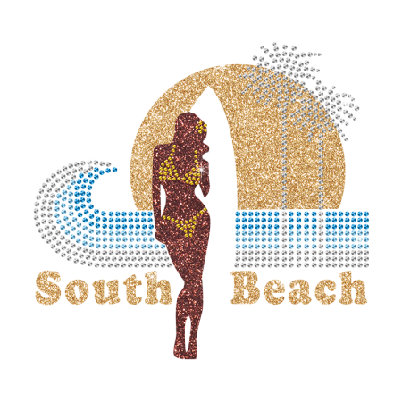 Iron on South Beach and Sex Girl Rhinestone Transfer