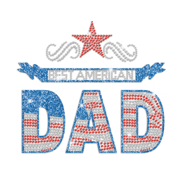 Best American Dad Iron on Flatback Rhinestud Glitter Applique