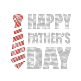 Happy Father's Day with Bling Tie Iron on Rhinestone Transfer Motif