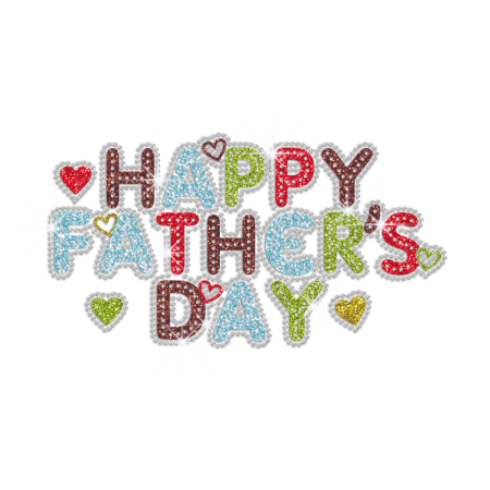 Colorful Bling Happy Father's Day Rhinestone Glitter Iron On