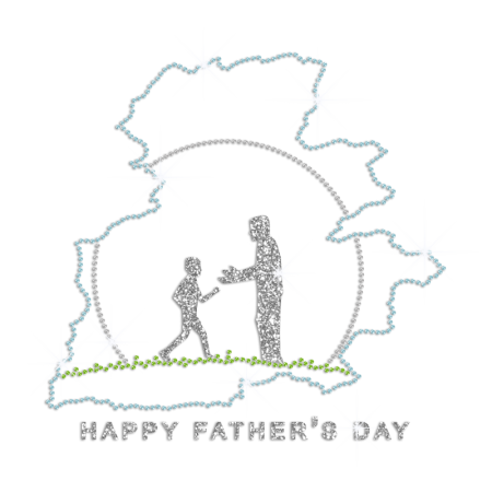 Running to Father Glittering Happy Father's Day Rhinestone Iron On