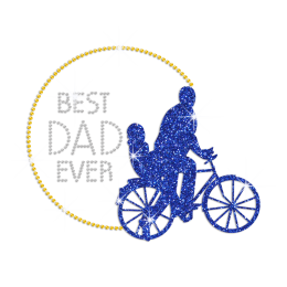 Wholesale Best Dad Ever Iron on Rhinestone Glitter Transfer Decal