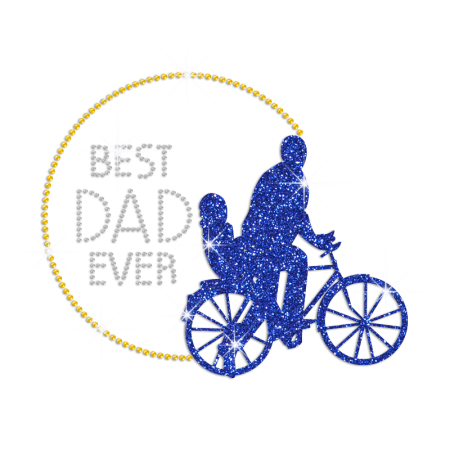 Wholesale Best Dad Ever Iron on Rhinestone Glitter Transfer Decal