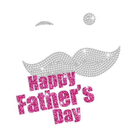 Happy Father's Day Bling Blink Iron on Rhinestone Transfer Motif