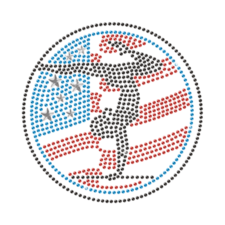 Hot-fix Gymnast Embeded in Star Spangled Rhinestone Transfer