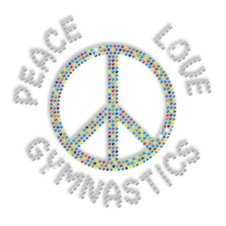 Shining Peace Love Gymnastics Hotfix Bling Design