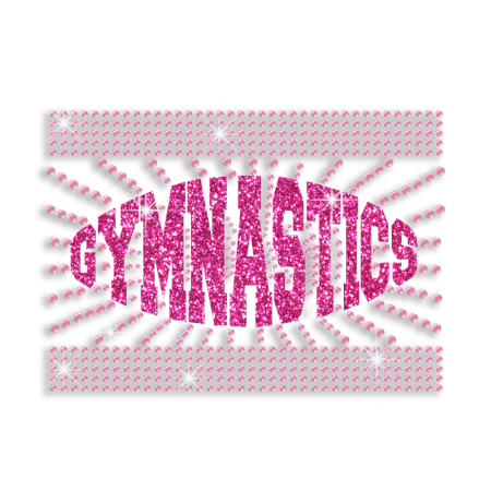 Pink Gymnastics Iron-on Glitter Rhinestone Transfer