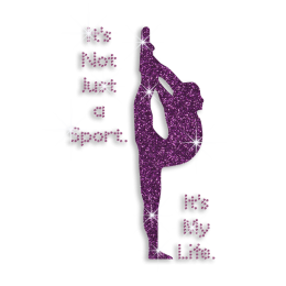 Purple Bling GYM Is My Life Iron-on Rhinestone Transfer