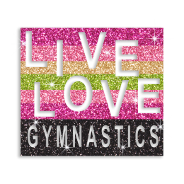 Live Love Gymnastics in Rainbow Lines Glitter Iron-on Transfer
