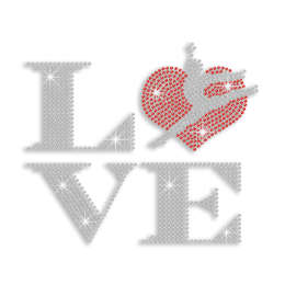 Customizable Gymnastics Heart Love Iron-on Rhinestone Transfer