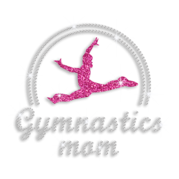 Crystal Gymnastics Mom Glitter Iron-on Rhinestone Transfer