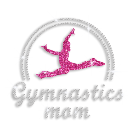 Crystal Gymnastics Mom Glitter Iron-on Rhinestone Transfer