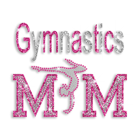 Bling Pink Gymnastics Mom Glitter Rhinestone Hotfix Transfer