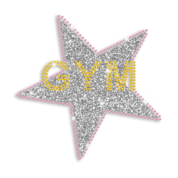 Shimmery GYM Star Iron-on Glitter Rhinestone Transfer