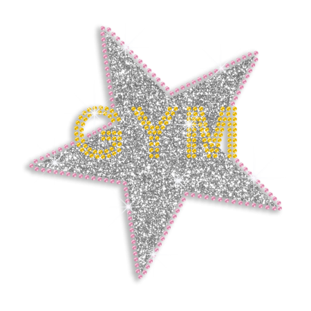 Shimmery GYM Star Iron-on Glitter Rhinestone Transfer