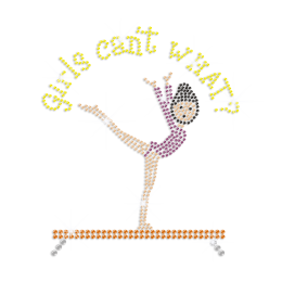 Lovely Gymnastic Girl Iron-on Rhinestone Transfer