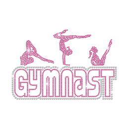 Rose Pink Gymnast Iron-on Rhinestone Transfer