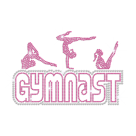 Rose Pink Gymnast Iron-on Rhinestone Transfer