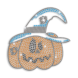 Creepy Halloween Pumpkin Ghost Iron-on Rhinestone Transfer