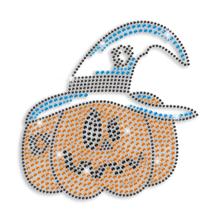 Creepy Halloween Pumpkin Ghost Iron-on Rhinestone Transfer