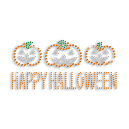 Happy Halloween Pumpkins Iron-on Rhinestone Transfer