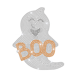 Smiling Ghost Boo Iron on Rhinestone Transfer Decal