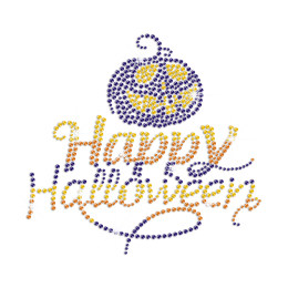 Wholesale Happy Halloween Iron on Rhinestone Transfer Motif