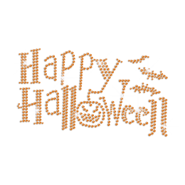 Bling Happy Halloween Iron on Rhinestud Transfer Motif