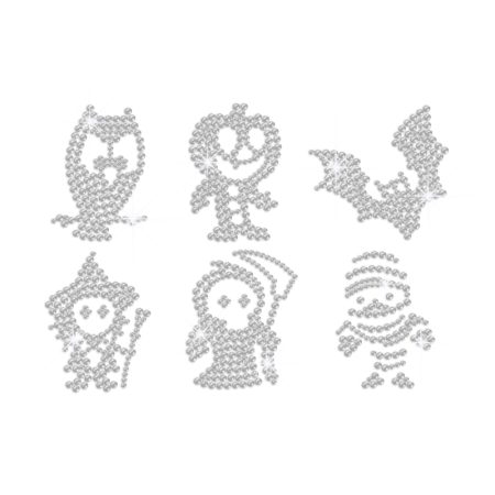 Crystal Cute Characters of Halloween Rhinestone Iron On