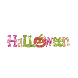 Glittering Halloween Iron on Neon Rhinestud Transfer Decal