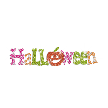 Glittering Halloween Iron on Neon Rhinestud Transfer Decal