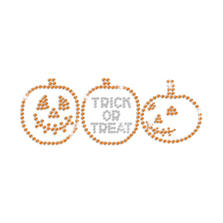 Sparkling Trick Or Treat Iron on Rhinestone Transfer Decal