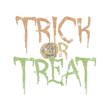 Customized Trick Or Treat Iron on Rhinestone Transfer Decal