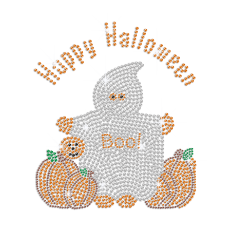Crystal Specter with Pumpkin Iron on Rhinestone Transfer Decal